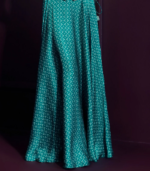 Kuhu Cupro Satin Printed Emerald Green Waistcoat with Skirt - Image 2