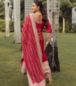 Mausami Red Linen Satin Anarkali Kurta Set - Image 2