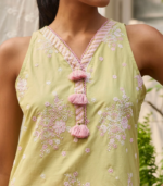 Liva Supima Cotton Lime Kurta Set - Image 3
