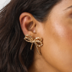 Accessorize London Women's Beaded Bow Stud Earrings