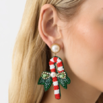 Accessorize London Women's Beaded Candy Cane Drop Earrings