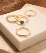 Accessorize London Women Green Stone Rings Pack Of 4-Medium
