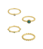 Accessorize London Women Green Stone Rings Pack Of 4-Medium - Image 3