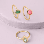 Accessorize London Women's MultiTiny Gem Rings Set Of 3 - MEDIUM