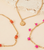 Accessorize London Women's Multi 3 Stone & Sun Anklet Pack