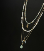 Turquoise Feather Pendant Bead Layered Necklace Turquoise - Image 2