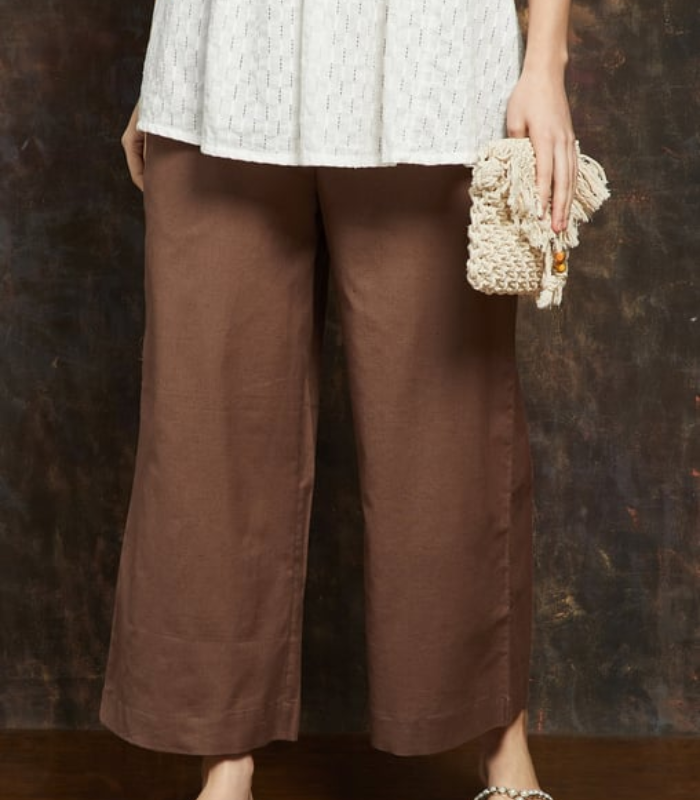 159 MELANGE Solid Wide Leg Culottes - Image 1