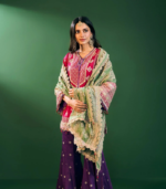 Hira Pima Satin Fuschia Kurta Set