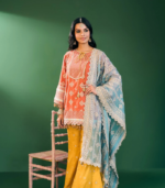Hira Pima Satin Orange Kurta Set