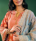 Hira Pima Satin Orange Kurta Set - Image 4