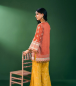 Hira Pima Satin Orange Kurta Set - Image 2