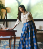 Mireya Cupro Satin Denim Sharara Set - Image 2
