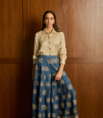 Mireya Cupro Satin Denim Sharara Set