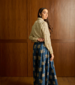 Mireya Cupro Satin Denim Sharara Set - Image 3