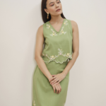 Lauryn Green Embroidered Skirt Set