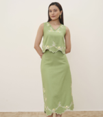 Lauryn Green Embroidered Skirt Set - Image 4