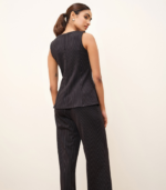 Black Pinstripe Peplum Top - Image 4