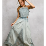 POL Smocked shirred ruffle dress