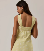 Yellow polka dot dress with wrapped scarf - Image 3