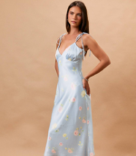 SPAGHETTI STRAP V-NECK FLORAL PRINTED MIDI DRESS - Image 3