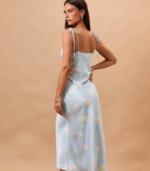 SPAGHETTI STRAP V-NECK FLORAL PRINTED MIDI DRESS - Image 2
